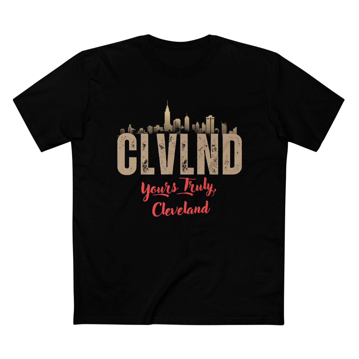CLVLND Skyline Tee — Cleveland skyline graphic tee, YTC city pride apparel