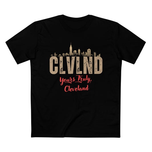 CLVLND Skyline Tee — Cleveland skyline graphic tee, YTC city pride apparel