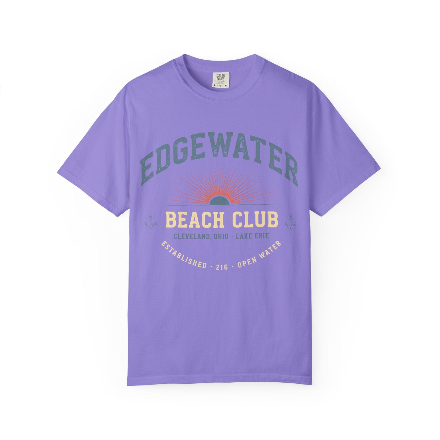 Edgewater Beach Club T-Shirt — Vintage Sunrise Lake Erie Graphic Tee