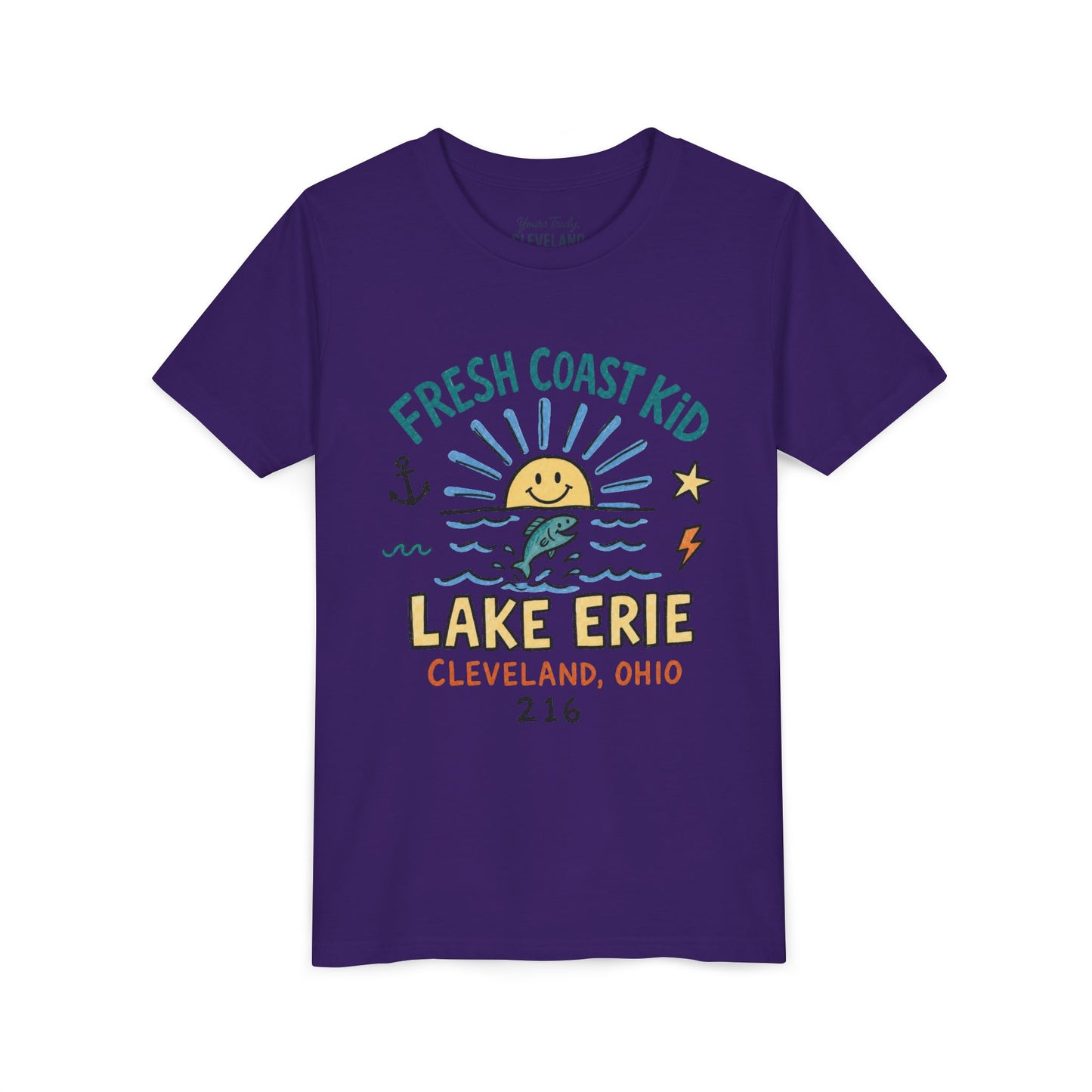Fresh Coast Kid Youth Tee — Lake Erie Cleveland 216 Kids Graphic Shirt