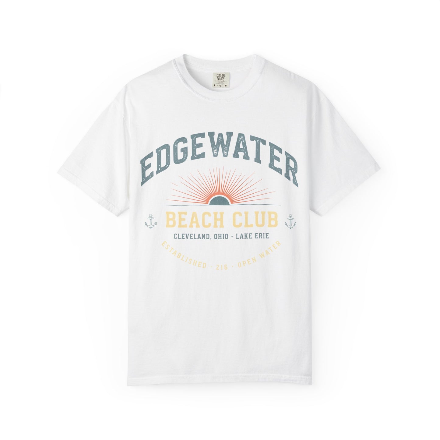 Edgewater Beach Club T-Shirt — Vintage Sunrise Lake Erie Graphic Tee