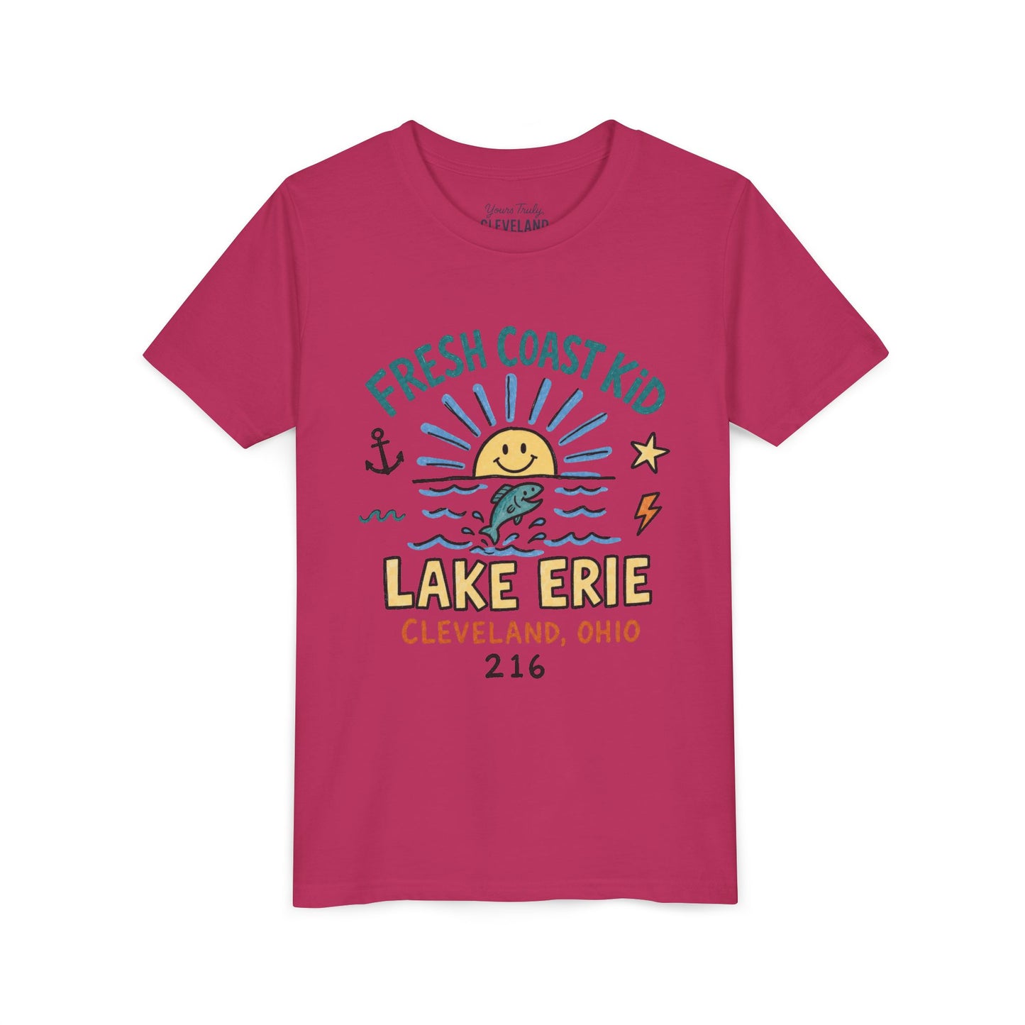 Fresh Coast Kid Youth Tee — Lake Erie Cleveland 216 Kids Graphic Shirt