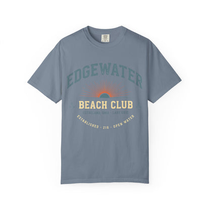 Edgewater Beach Club T-Shirt — Vintage Sunrise Lake Erie Graphic Tee
