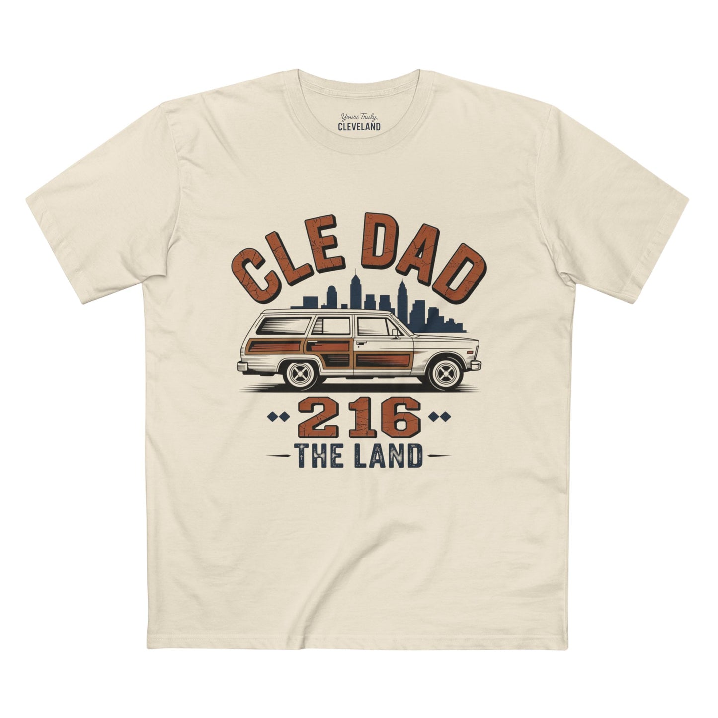 T-Shirt — "CLE DAD 216 The Land" Vintage Cleveland Dad Tee