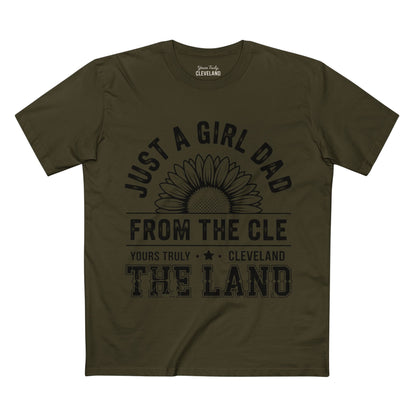 Just a Girl Dad From the CLE T‑Shirt — Cleveland 'The Land' Sunflower Dad Tee