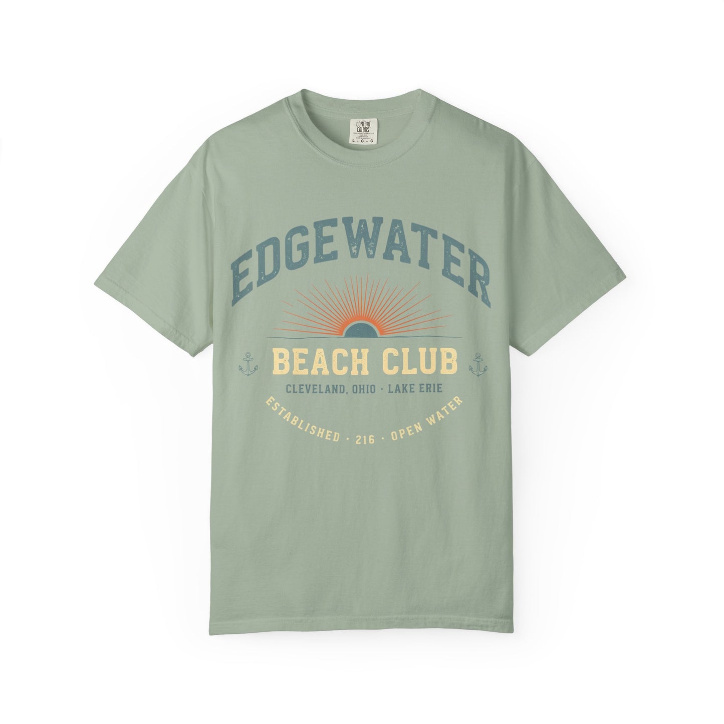 Edgewater Beach Club T-Shirt — Vintage Sunrise Lake Erie Graphic Tee