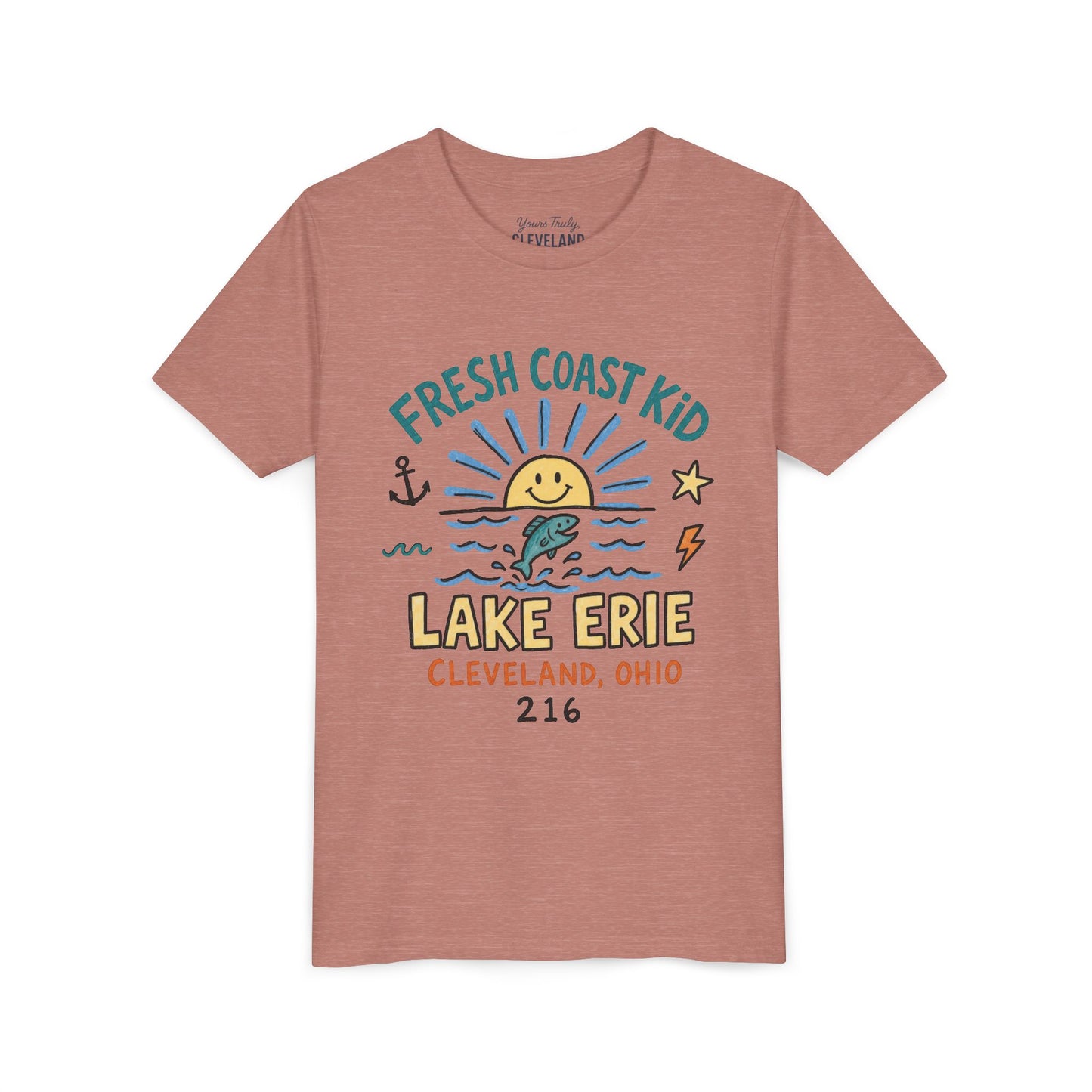 Fresh Coast Kid Youth Tee — Lake Erie Cleveland 216 Kids Graphic Shirt