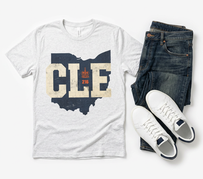 Cleveland CLE Ohio State Outline Tri-Blend Tee